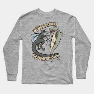 Mash Up Animals: Velociskeeter VS Crocoshark vintage tattoo inspired animal mashup animals Long Sleeve T-Shirt